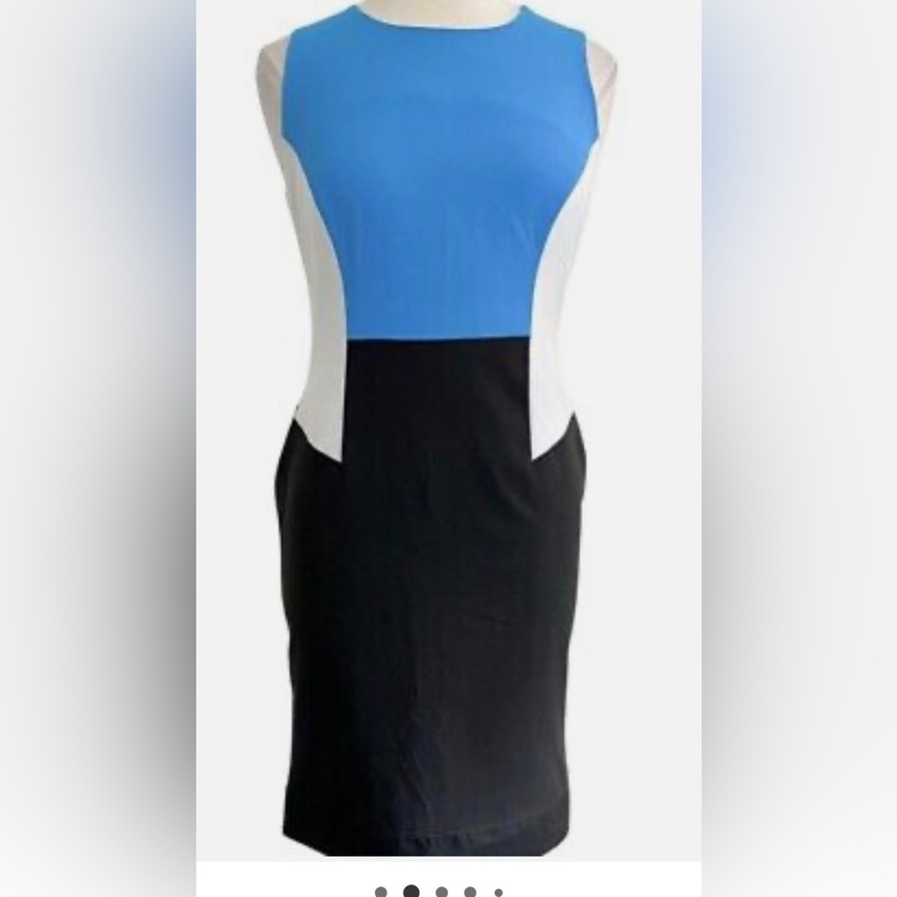 CALVIN KLEIN WOMEN’S DRESS BLUE/WHITE/BLACK SLEEVELESS KNEE LENGTH SIZE 8P